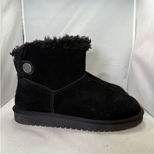 Koolaburra by UGG Real Suede Button Short Boots Jordina Black 10W real sheepskin